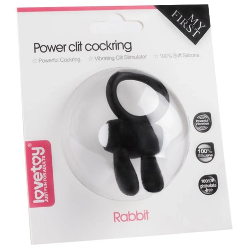 LoveToy Power Clit Cockring - виброкольцо с ушками, 7.5х2.5 см (чёрный)